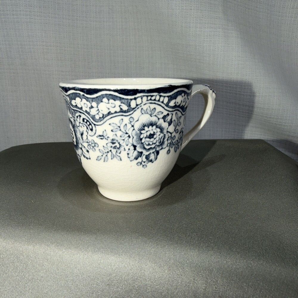 Vtg 1930s Crown Ducal Bristol Blue Teacup England Transferware Rd No 762055